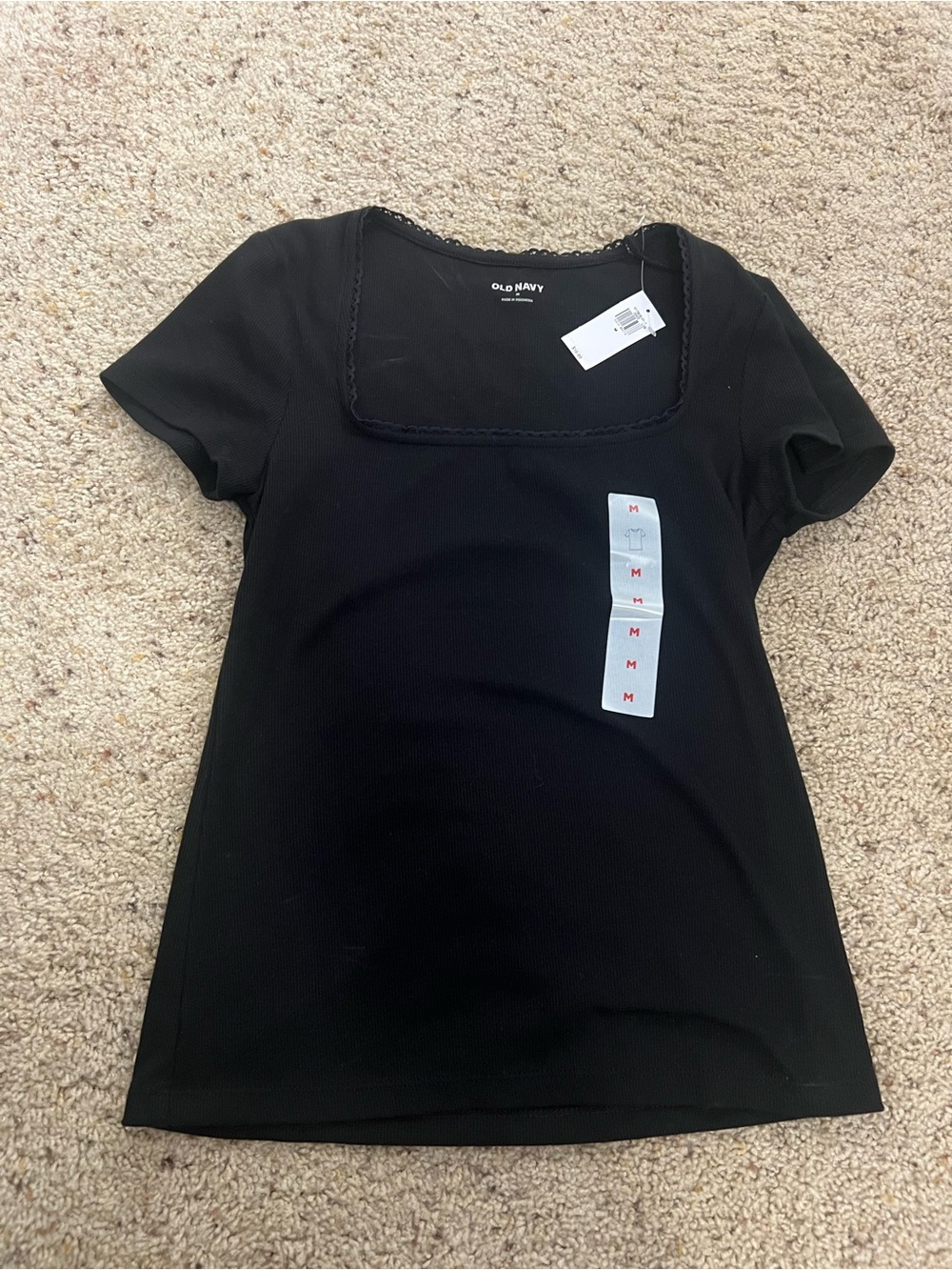 Old Navy Black Square-Neck Short Sleeve Tee